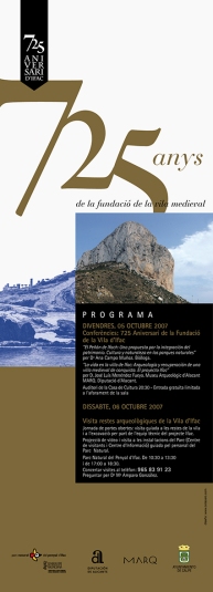 725 aniversari d'Ifac. Cartel conmemorativo de la fundación de la villa medieval